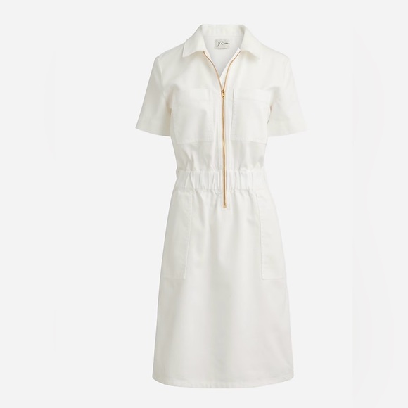 J. Crew Dresses & Skirts - J. Crew White Zip-Up Chino Dress Women’s Size 16 Preppy Utility Casual Classic